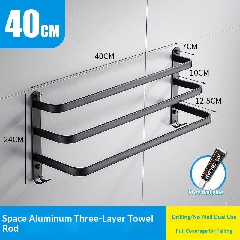 Bathroom Towel Bar Bathroom Double-bar Storage Rack
