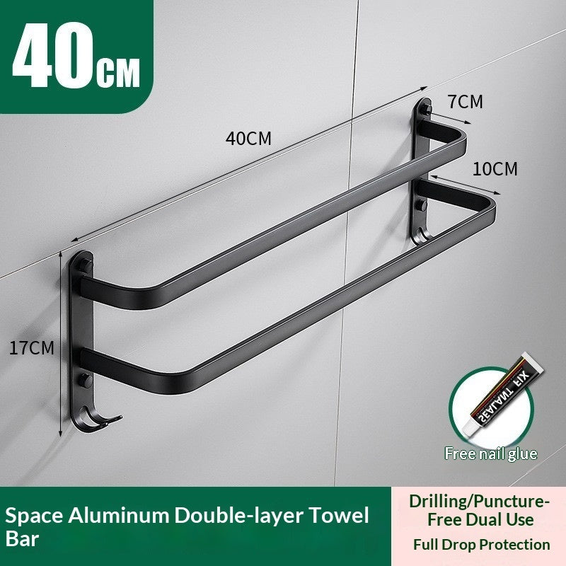 Bathroom Towel Bar Bathroom Double-bar Storage Rack